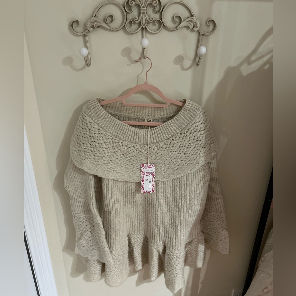 Chic Cream Women's Cowl Neck Sweater